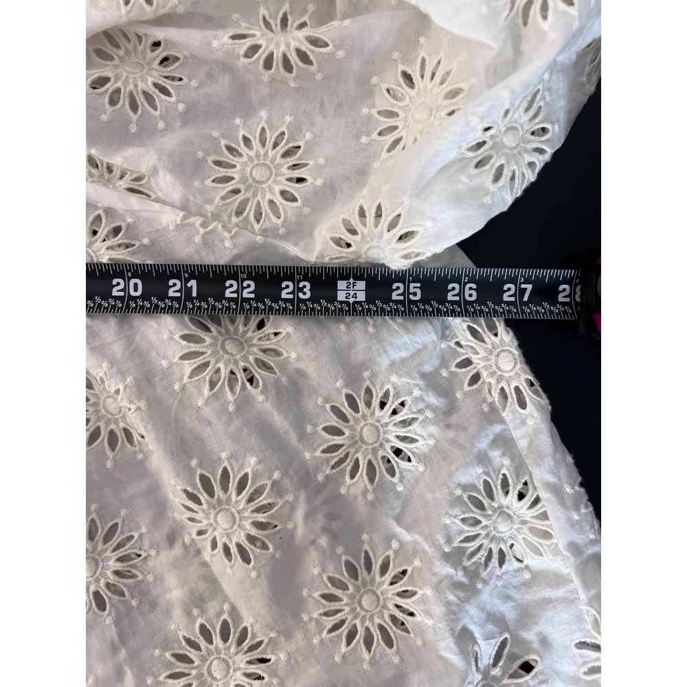 Madewell Eyelet Puff-Sleeve Top Antique Cream Floral Scalloped Small NEW - Picture 6 of 8